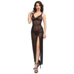 Cr 4723 Babydoll Largo & Tanga Nero S - Chilirose