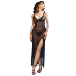 Cr 4723 Babydoll Largo & Tanga Nero S - Chilirose - immagine 3