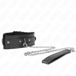 Collare Con Guinzaglio 65 Cm Con Restrizioni Nero 36-42 Cm X 5,5 Cm - Kink - immagine 3