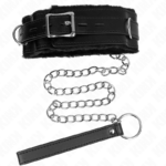Collare Con Guinzaglio 65 Cm Con Restrizioni Nero 36-42 Cm X 5,5 Cm - Kink - immagine 5
