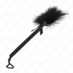 Bacchetta In Corda Di Nylon Con Piume Tickle E Fiocco Nero 25 Cm - Kink - immagine 2