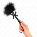 Bacchetta In Corda Di Nylon Con Piume Tickle E Fiocco Nero 25 Cm - Kink - immagine 3