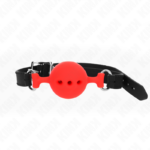 Bavaglio In Silicone Intero 55 X 2 Cm Con Sfera Da 4,5 Cm Misura M Rosso Regolabile 35-51 Cm - Kink