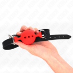 Bavaglio In Silicone Intero 55 X 2 Cm Con Sfera Da 4,5 Cm Misura M Rosso Regolabile 35-51 Cm - Kink - immagine 2