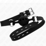Bavaglio In Silicone Intero 55 X 2 Cm Con Sfera Da 4 Cm Misura S Nero Regolabile 35-51 Cm - Kink - immagine 2