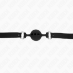 Bavaglio In Silicone Intero 55 X 2 Cm Con Sfera Da 4 Cm Misura S Nero Regolabile 35-51 Cm - Kink - immagine 5