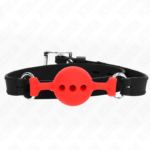 Bavaglio In Silicone Intero 55 X 2 Cm Con Sfera Da 4 Cm Misura S Rosso Regolabile 35-51 Cm - Kink