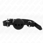 Bavaglio In Silicone Intero 55 X 2 Cm Con Sfera Da 5 Cm Misura L Nero Regolabile 35-51 Cm - Kink