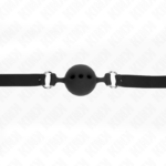 Bavaglio In Silicone Intero 55 X 2 Cm Con Sfera Da 5 Cm Misura L Nero Regolabile 35-51 Cm - Kink - immagine 4