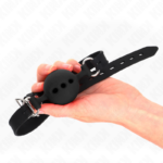Bavaglio In Silicone Intero 55 X 2 Cm Con Sfera Da 5 Cm Misura L Nero Regolabile 35-51 Cm - Kink - immagine 3