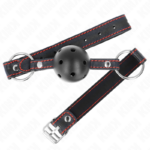 Ball Gag Hollow Hard Nero Modello 2 65 X 2,5 Cm - Kink - immagine 2
