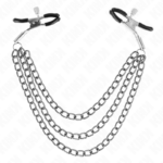 Pinze Per Capezzoli Con 3 Catene Nere 20/23/28 Cm - Kink