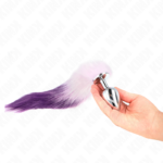 Plug Anale Misura L 10 X 4 Cm Con Coda Sintetica 40 Cm Viola - Kink - immagine 3