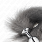 Plug Anale Misura M 8 X 3,5 Cm Con Coda Sintetica 40 Cm Grigio E Bianco - Kink - immagine 4