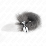Plug Anale Misura M 8 X 3,5 Cm Con Coda Sintetica 40 Cm Grigio E Bianco - Kink - immagine 2