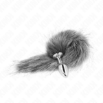 Plug Anale Taglia S 7 X 3 Cm Con Coda Sintetica 40 Cm Grigio - Kink - immagine 2