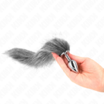 Plug Anale Taglia S 7 X 3 Cm Con Coda Sintetica 40 Cm Grigio - Kink - immagine 3