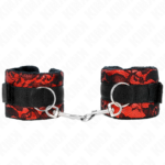 Polso Corto In Pizzo Di Velluto E Fascia In Nylon Rosso / Nero 23 X 6,5 Cm - Kink