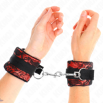 Polso Corto In Pizzo Di Velluto E Fascia In Nylon Rosso / Nero 23 X 6,5 Cm - Kink - immagine 4