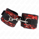 Polso Corto In Pizzo Di Velluto E Fascia In Nylon Rosso / Nero 23 X 6,5 Cm - Kink - immagine 2