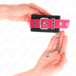 Resistenza Da Polso In Nylon Nero Con Cintura In Similpelle Rosa Lampone Regolabile 19-29 Cm X 5,1 Cm - Kink - immagine 3