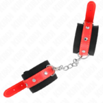 Resistenza Da Polso In Nylon Nero Con Similpelle Rosso Regolabile 19-24 Cm X 5,5 Cm - Kink - immagine 2