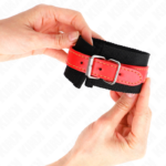 Resistenza Da Polso In Nylon Nero Con Similpelle Rosso Regolabile 19-24 Cm X 5,5 Cm - Kink - immagine 3