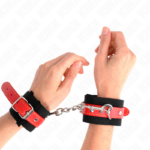 Resistenza Da Polso In Nylon Nero Con Similpelle Rosso Regolabile 19-24 Cm X 5,5 Cm - Kink - immagine 4