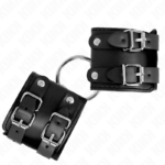 Polso Fisso Con Anello E Borchie Regolabile Nero 17-22 Cm X 6,5 Cm - Kink - immagine 2