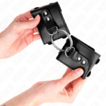 Polso Fisso Con Anello E Borchie Regolabile Nero 17-22 Cm X 6,5 Cm - Kink - immagine 3