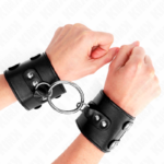 Polso Fisso Con Anello E Borchie Regolabile Nero 17-22 Cm X 6,5 Cm - Kink - immagine 4