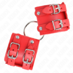 Polso Fisso Con Anello E Borchie Regolabile Rosso 17-22 Cm X 6,5 Cm - Kink - immagine 2