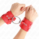 Polso Fisso Con Anello E Borchie Regolabile Rosso 17-22 Cm X 6,5 Cm - Kink - immagine 4