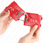 Polso Fisso Con Anello E Borchie Regolabile Rosso 17-22 Cm X 6,5 Cm - Kink - immagine 3