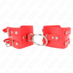 Polso Fisso Con Anello E Borchie Regolabile Rosso 17-22 Cm X 6,5 Cm - Kink
