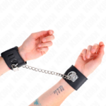 Polso Fisso Con Catena 30 Cm E Chiusura Lucchetto Nero Regolabile 16-23 Cm X 5,5 Cm - Kink - immagine 4