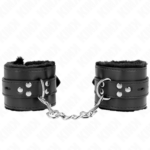 Polsini Imbottiti In Pelliccia Con Fori Quadri Neri E Cintura Nera Regolabile 17-29 Cm X 6 Cm - Kink