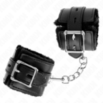 Polsini Imbottiti In Pelliccia Con Fori Quadri Neri E Cintura Nera Regolabile 17-29 Cm X 6 Cm - Kink - immagine 2