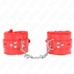 Polsini Imbottiti In Pelliccia Con Fori Quadri Rosso E Cintura Rossa Regolabile 17-29 Cm X 6 Cm - Kink