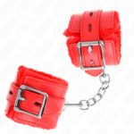 Polsini Imbottiti In Pelliccia Con Fori Quadri Rosso E Cintura Rossa Regolabile 17-29 Cm X 6 Cm - Kink - immagine 2