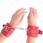 Polsini Imbottiti In Pelliccia Con Fori Quadri Rosso E Cintura Rossa Regolabile 17-29 Cm X 6 Cm - Kink - immagine 4