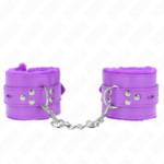 Polsini Imbottiti In Pelliccia Con Fori Quadri Viola E Cintura Viola Regolabile 17-29 Cm X 6 Cm - Kink