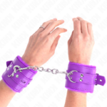 Polsini Imbottiti In Pelliccia Con Fori Quadri Viola E Cintura Viola Regolabile 17-29 Cm X 6 Cm - Kink - immagine 4