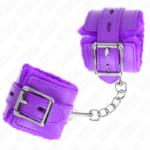 Polsini Imbottiti In Pelliccia Con Fori Quadri Viola E Cintura Viola Regolabile 17-29 Cm X 6 Cm - Kink - immagine 2