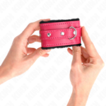 Poggipolsi Premium Foderati In Pelliccia Neri Con Cintura Rosa Lampone Regolabile 17-29 Cm X 6 Cm - Kink - immagine 3