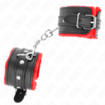 Resistenza Da Polso Premium Foderata In Pelliccia Rosso Con Cintura Nera Regolabile 17-29 Cm X 6 Cm - Kink - immagine 2