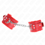 Resistenza Da Polso Imbottita In Pelliccia Rosso Con Cintura Rossa Regolabile 17-29 Cm X 6 Cm - Kink - immagine 2