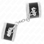 Polso Nero Con Pizzo Decorato Bianco Regolabile 20-23 Cm X 5,5 Cm - Kink - immagine 2