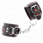 Polso Nero Con Intarsio Cuore Rosso Regolabile 21-28 Cm X 5,5 Cm - Kink - immagine 2