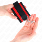 Tenuta Da Polso In Nylon Hook&Loop Rosso-Nero Modello 2 Regolabile 18-35 Cm X 6 Cm - Kink - immagine 3
